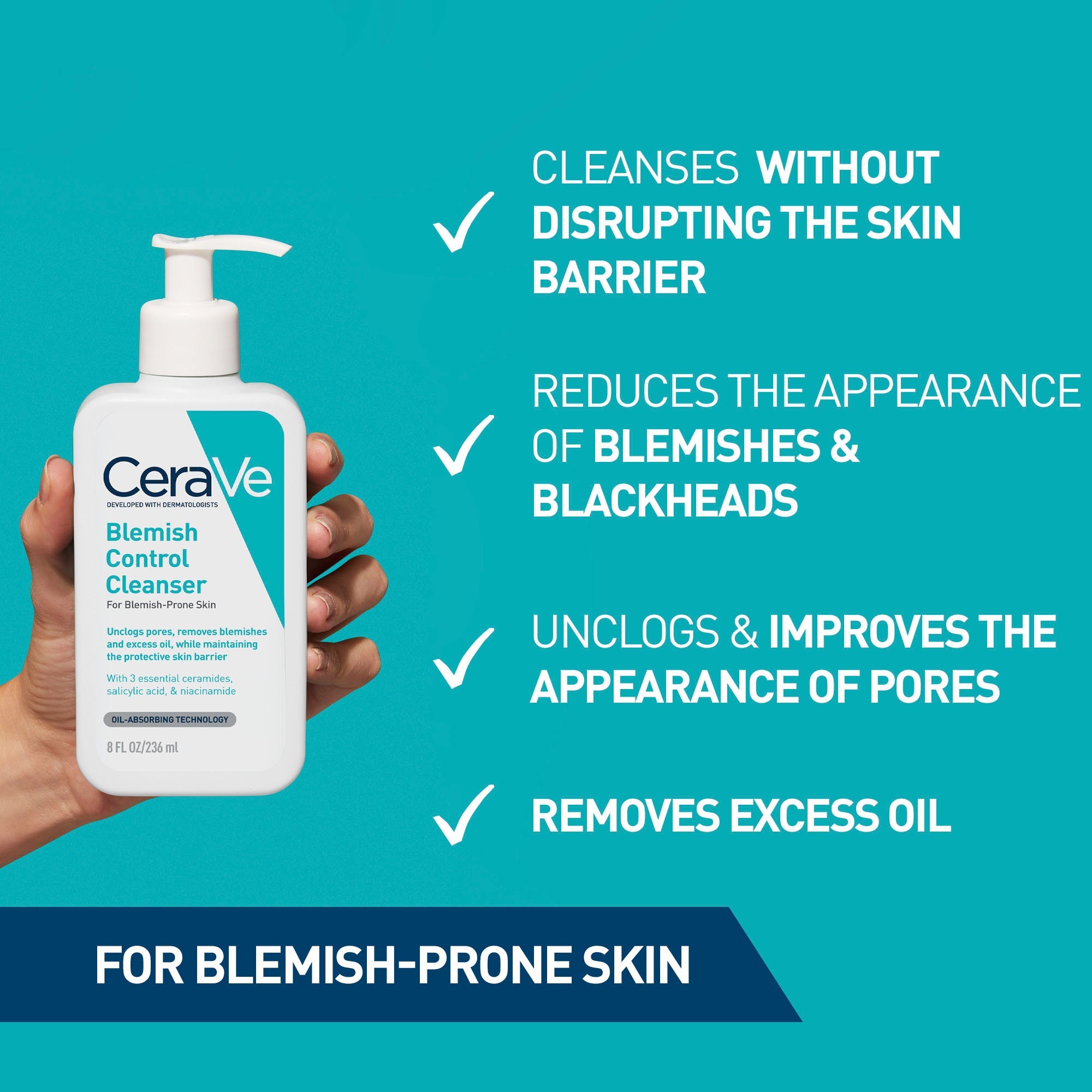 Blemish Control Face Cleanser with 2% Salicylic Acid & Niacinamide 236ml