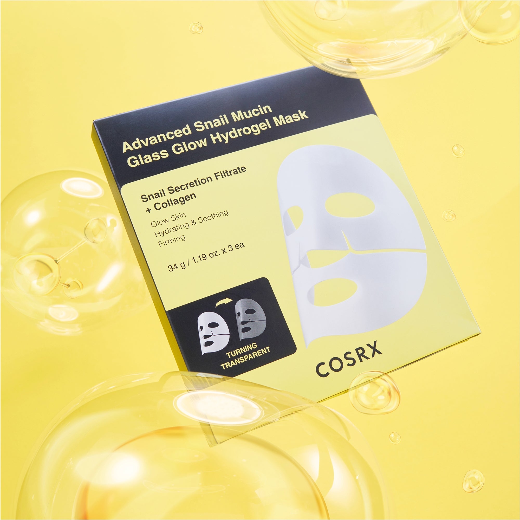 Advanced Snail Mucin Glass Glow Hydrogel Mask 3 Sheets COSRX