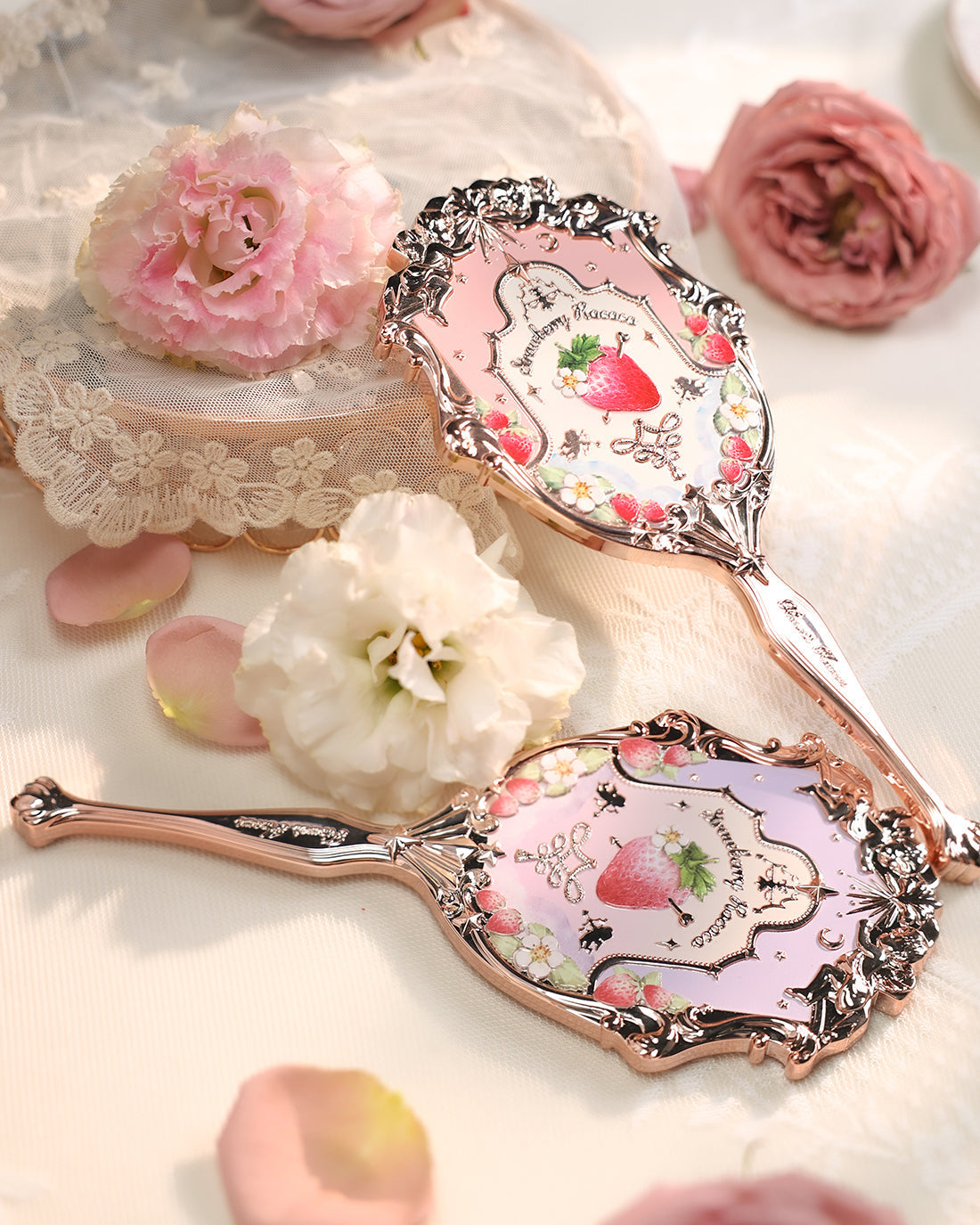 Strawberry Rococo Hand Mirror