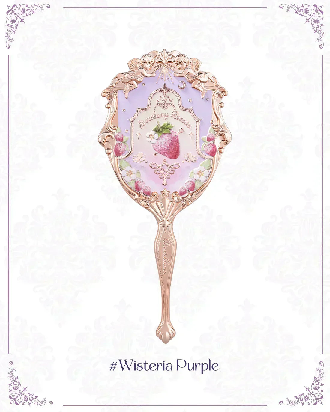 Flower Knows - Violet Strawberry Rococo Hand Mirror