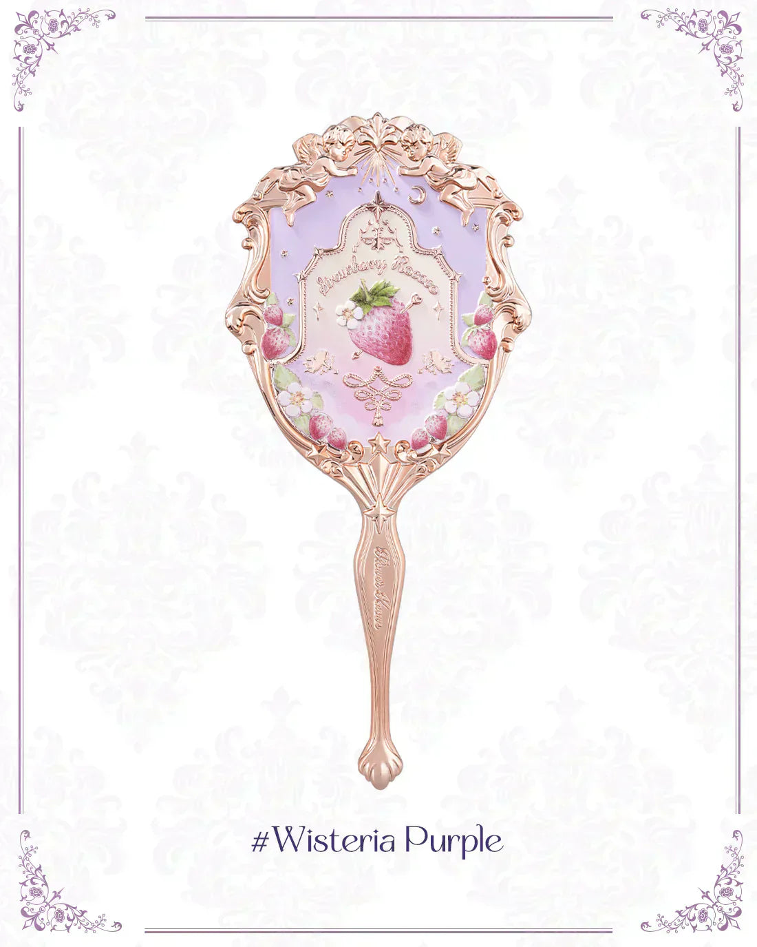 Flower Knows - Violet Strawberry Rococo Hand Mirror