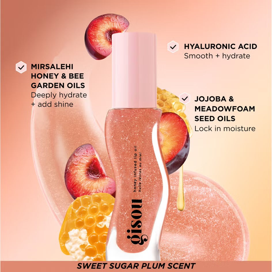 Gisou Honey Infused Lip Oil 8ml - Glazed Plum