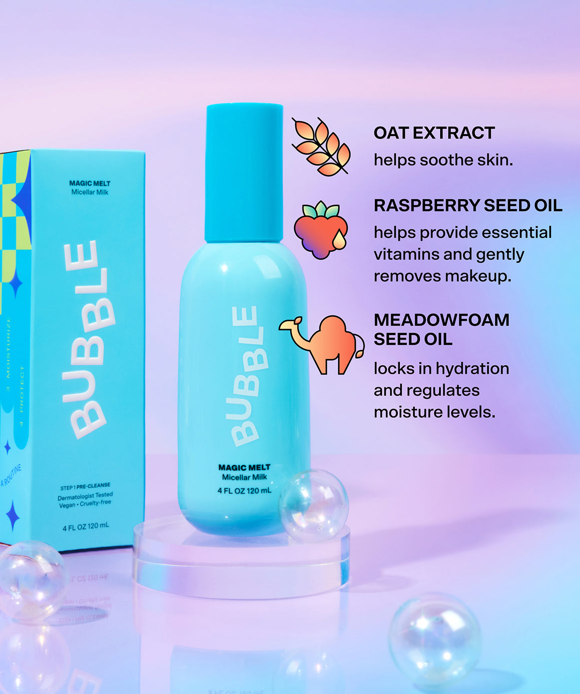 Magic Melt Micellar Makeup Remover 4.0 Fl Oz by Bubble Skincare