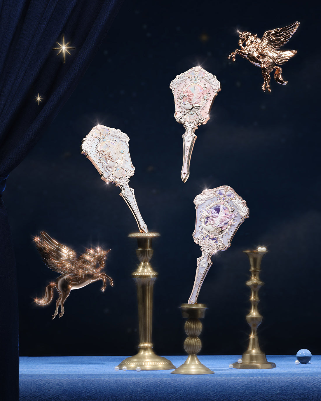Flower Knows Knight Unicorn Hand Mirror Starlight Pink