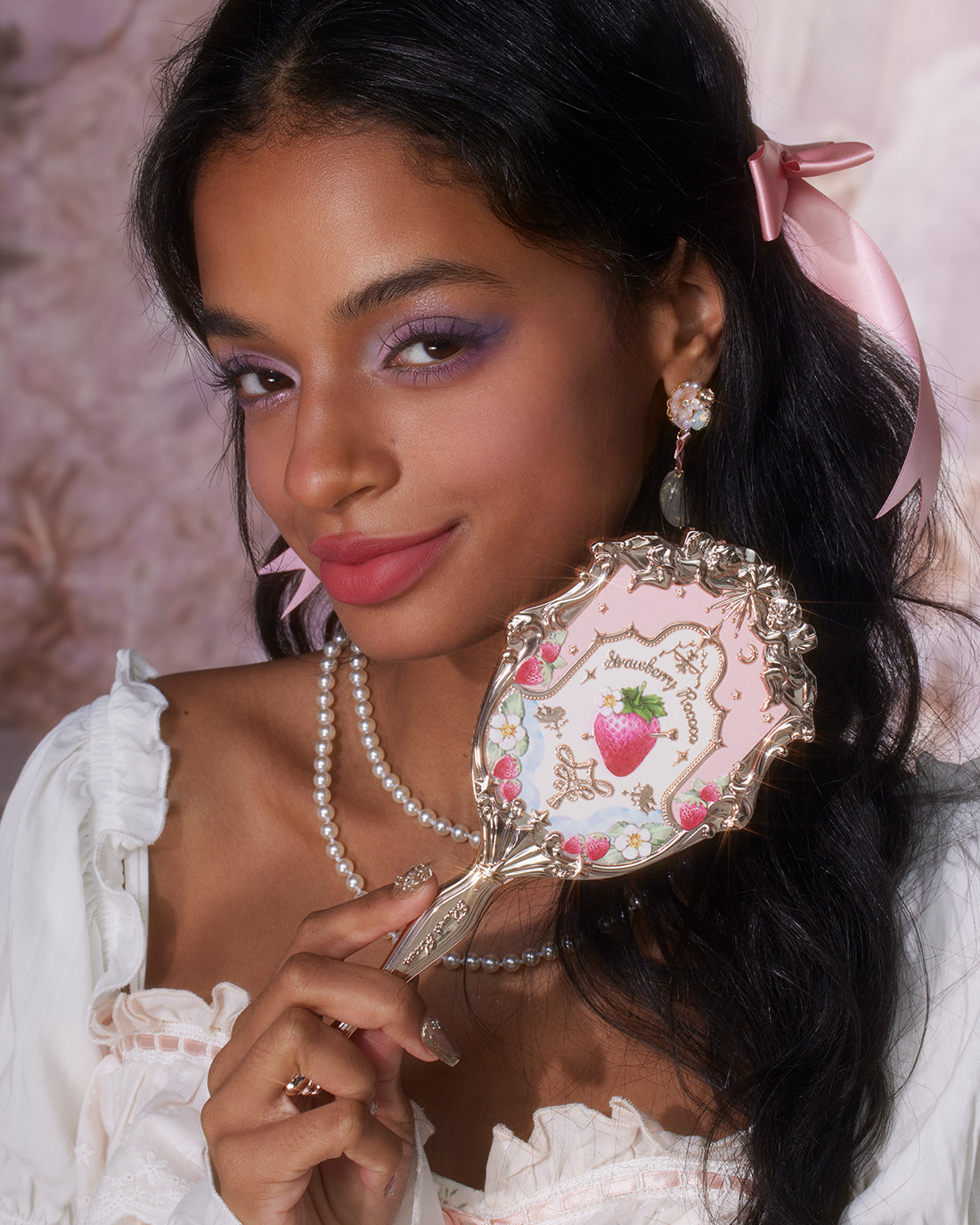 Strawberry Rococo Hand Mirror