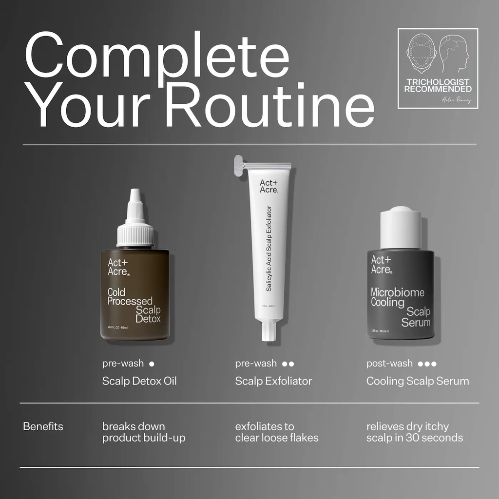 Act+Acre Microbiome Cooling Scalp Serum For Dry Itchy Scalp + Loose Flakes