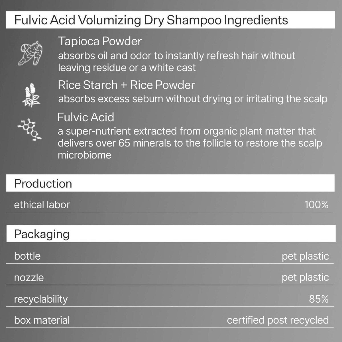 Act+Acre Fulvic Acid Volumizing Dry Shampoo Powder For Oily Scalp