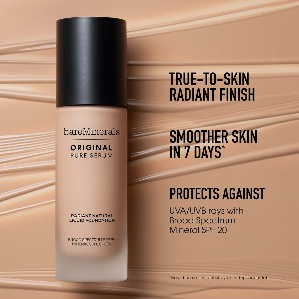 bareMinerals Original Pure Serum Radiant Natural Liquid Foundation Mineral SPF20 30ml (Various Shades)