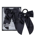 slip pure silk hair bow - black