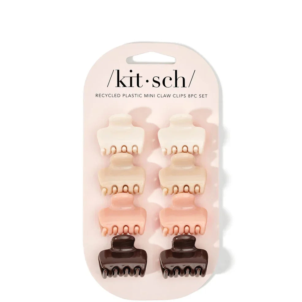 Kitsch Mini Puffy Rosewood Claw Clips 8 Piece Set