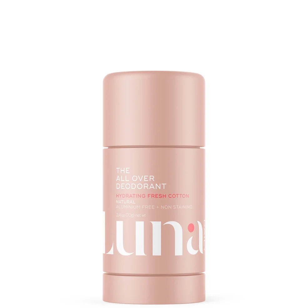 Luna Daily The All Over Deodorant Stick- Extra-strength, Natural, Non-Staining, Hydrating Soft Cotton for Dry Skin 70ml