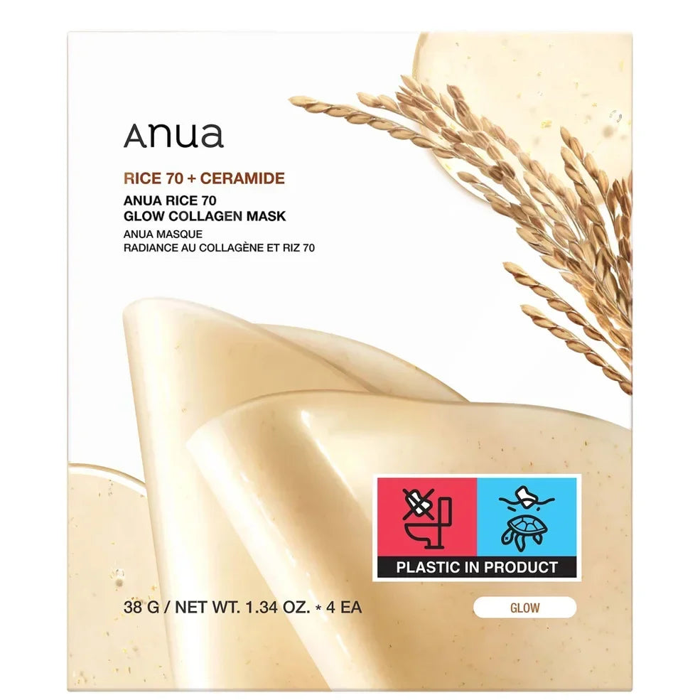 Anua Rice 70 Glow Collagen Mask (4 Sheets) 38g