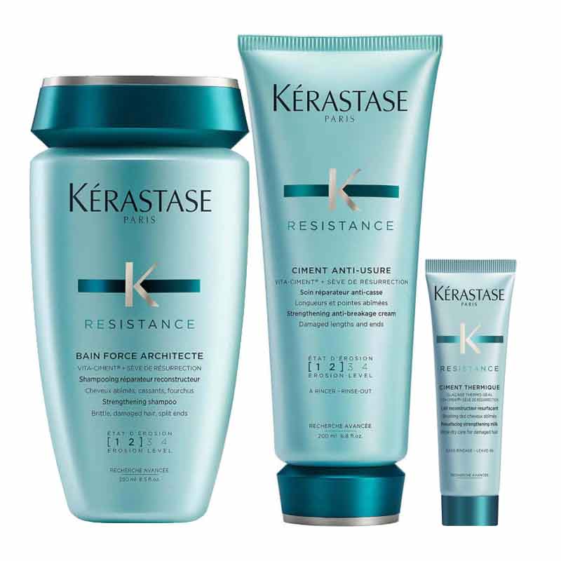 Resistance Shampoo, Conditioner For Damaged Hair + Free Strengthening Milk by Kérastase