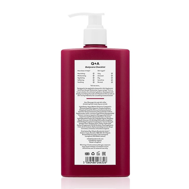 Hyaluronic Acid Post Shower Wet Skin Moisturiser by Q+A