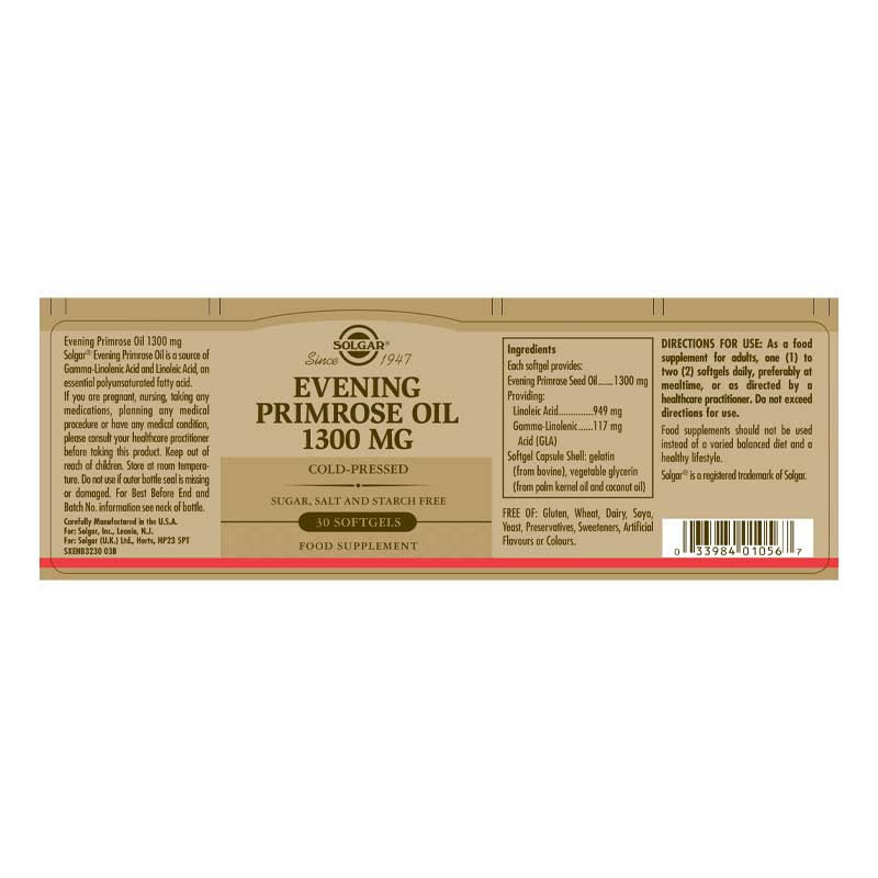 Evening Primrose Oil 1300 mg Softgels by Solgar
